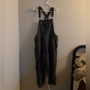 aerie Black Denim Overalls with Branded Label